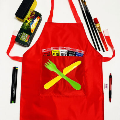 Li’ll Pumpkins Fork & Knife Apron for Kids 6-9 years - Red