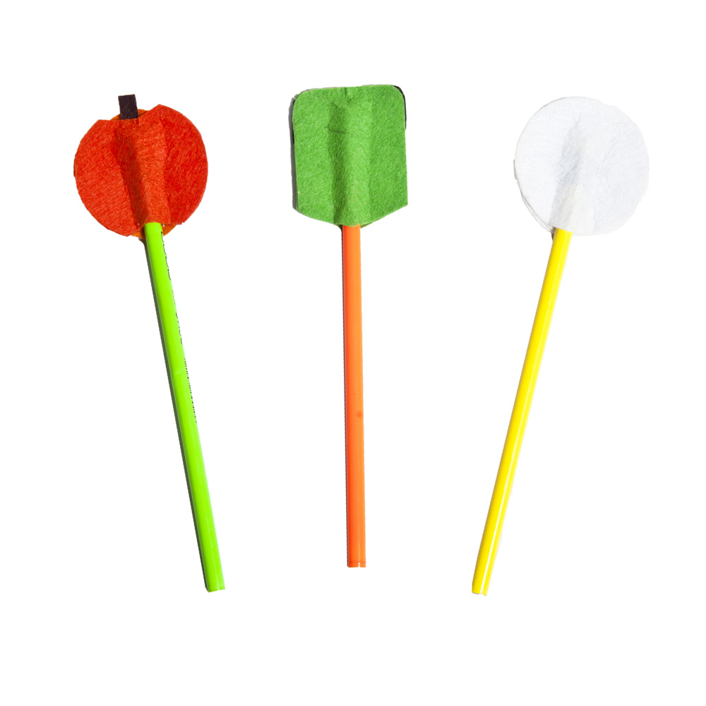 Li'll Pumpkins™ Halloween Topper Pencil For Kids - (Set Of 3, Black Green & Orange)