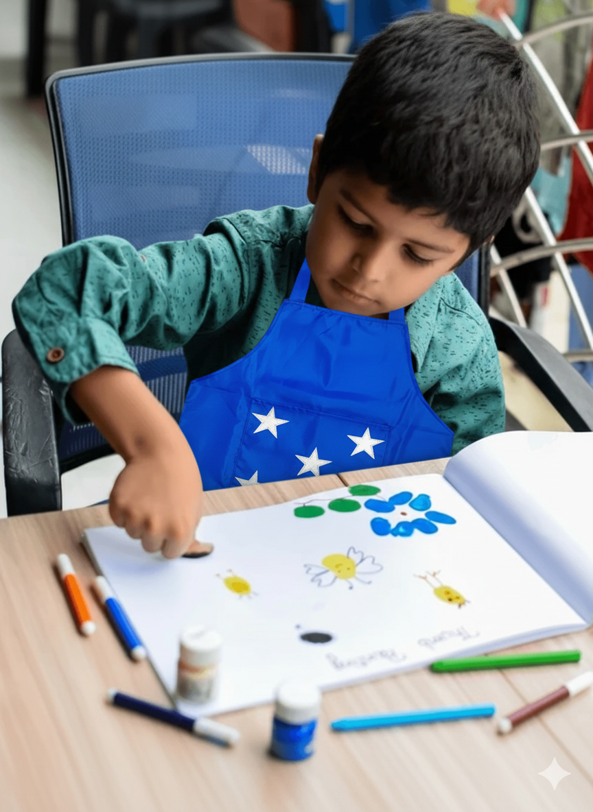 Li’ll Pumpkins Star unisex Apron for Kids 6-9 years - Blue