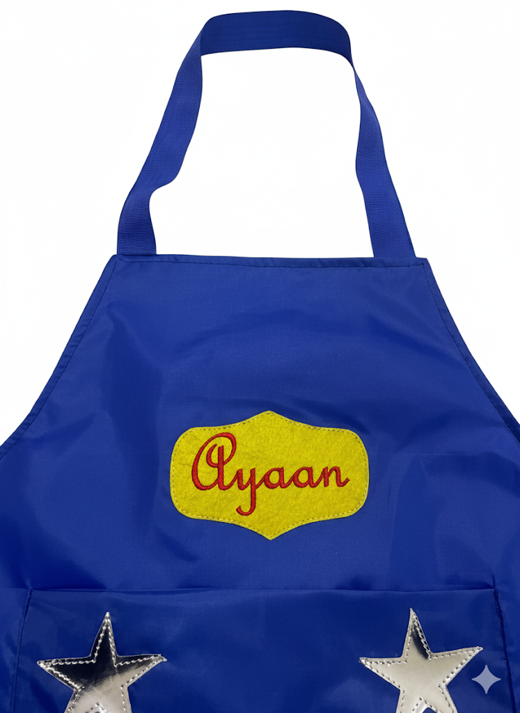 Li’ll Pumpkins Star unisex Apron for Kids 6-9 years - Blue