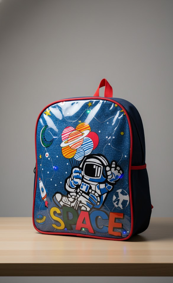 Li'll Pumpkins Personalized Space Glitter Backpack for toddlers- Dark Blue