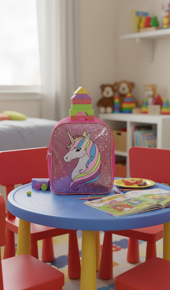 Li'll Pumpkins Personalized Unicorn Glitter Backpack for toddlers- Pink