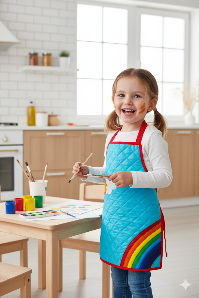 Li’ll Pumpkins Rainbow Apron for Kids 6-9 years - Blue