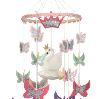 Li'll Pumpkins Royal Swan newborn Baby girl Cot Mobile Hanger, Color - Pink