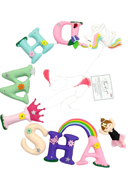 Li'll Pumpkins Crown Unicorn Theme Personalized name Hanging, Color - Multi pastel