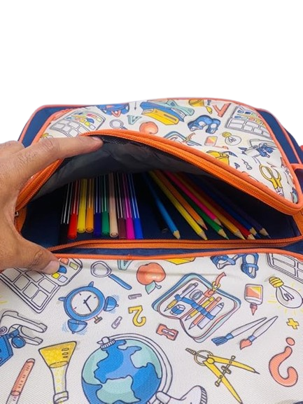 Li’ll Pumpkins Personalized Professional A3 Art Board Drawing & Activity Backpack Bag with Multiple Pockets- Color Blue