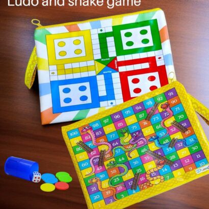 Li'll Pumpkins Ludo & Snake Game Travel, stationary Pouch with Ludo Coins, Multi-Colour