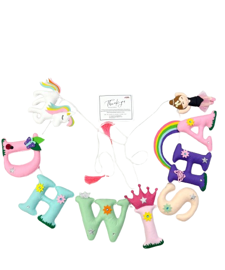 Li'll Pumpkins Crown Unicorn Theme Personalized name Hanging, Color - Multi pastel