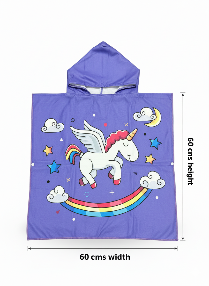 Double the Magic! Unicorn Hooded Poncho Towels for Kids