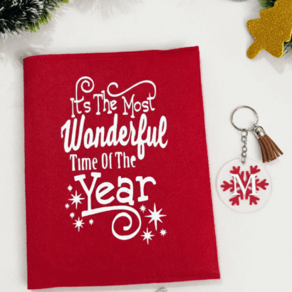 Li'll Pumpkins Personalized Christmas wonderful diary and acrylic keychain set- Red