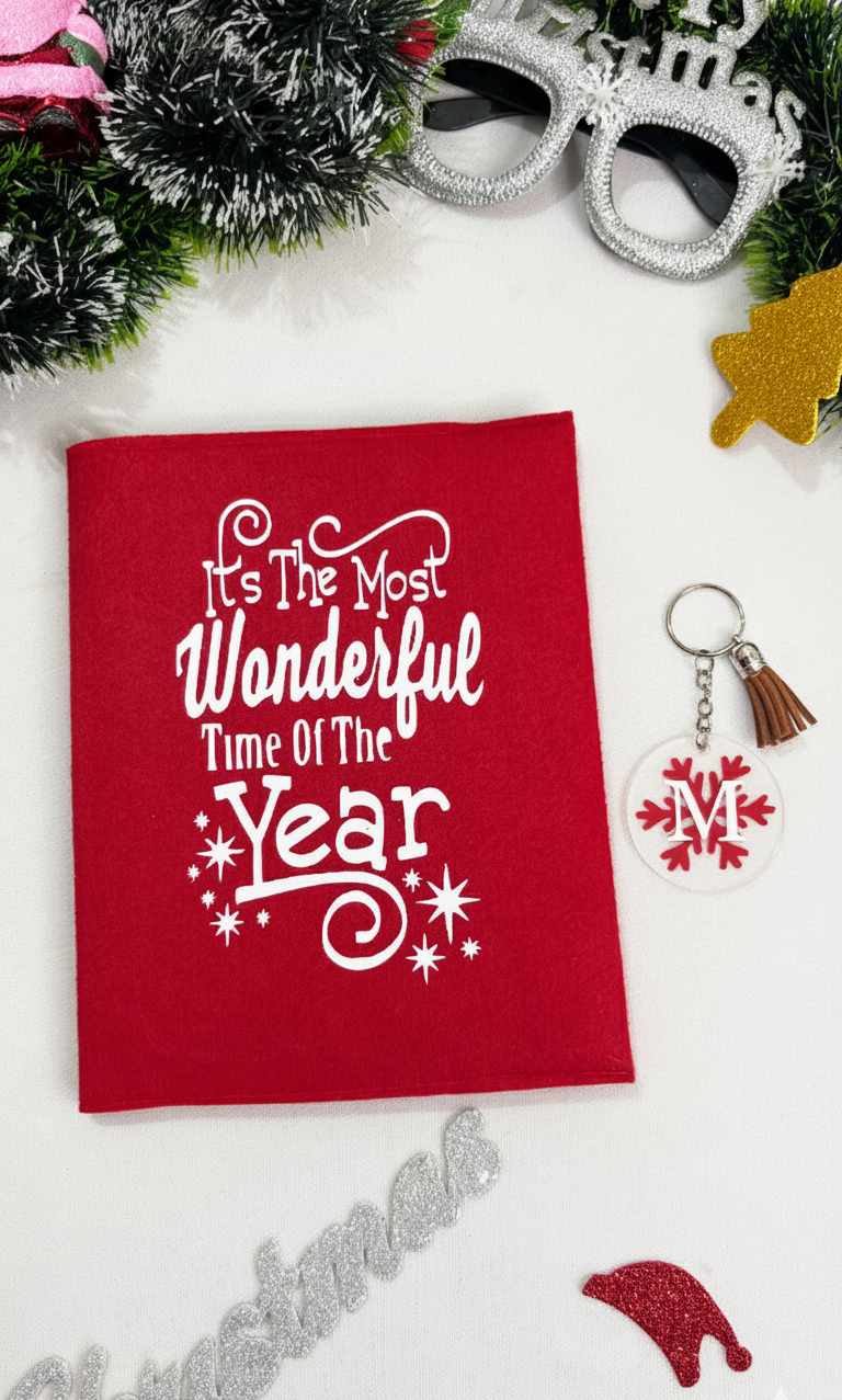 Li'll Pumpkins Personalized Christmas wonderful diary and acrylic keychain set- Red