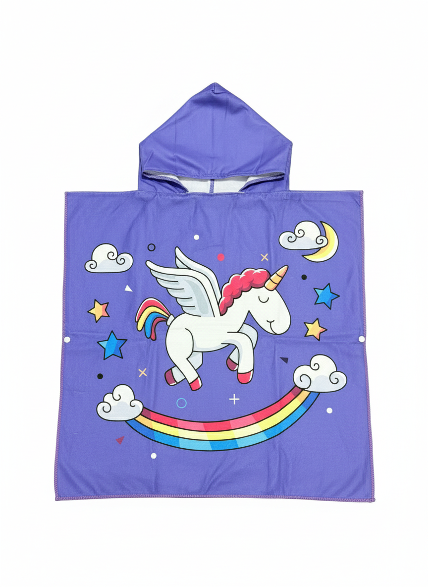 Double the Magic! Unicorn Hooded Poncho Towels for Kids