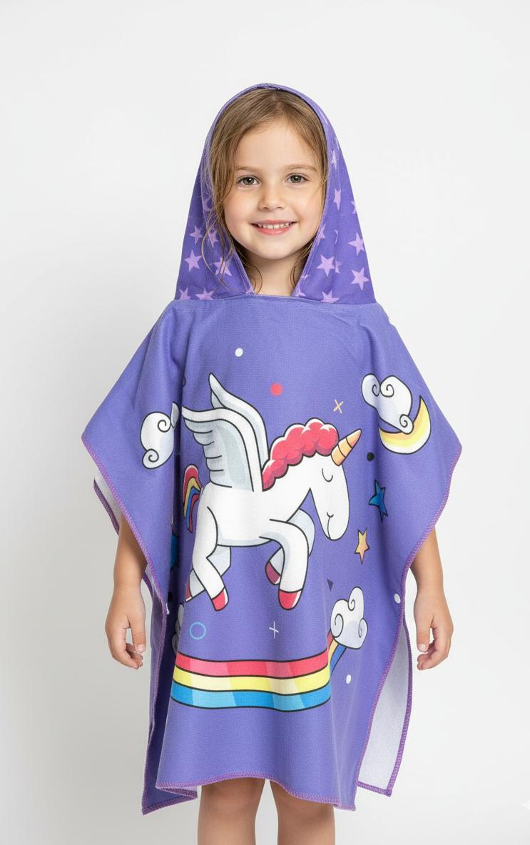 Double the Magic! Unicorn Hooded Poncho Towels for Kids