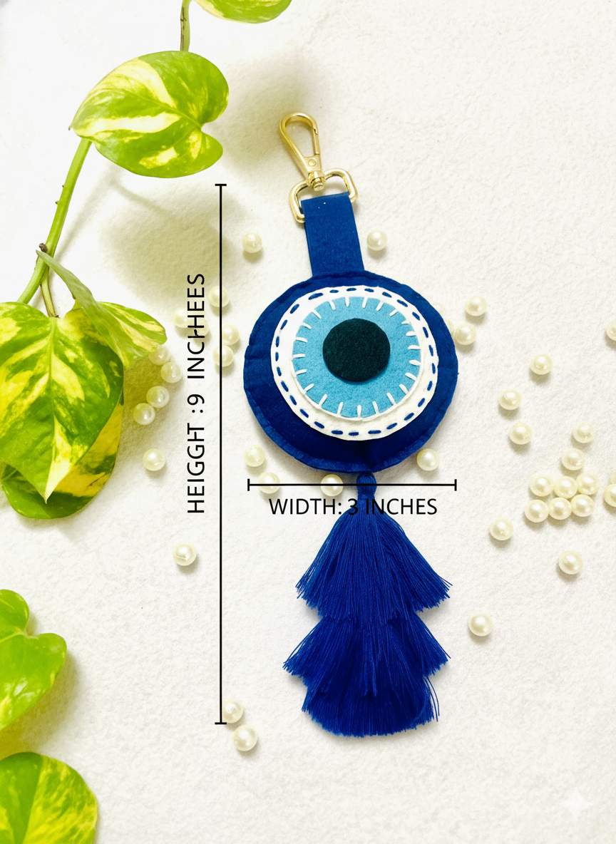 Li'll Pumpkins Personalized Evil eye felt charm hanging- Blue (set of 2 pcs)