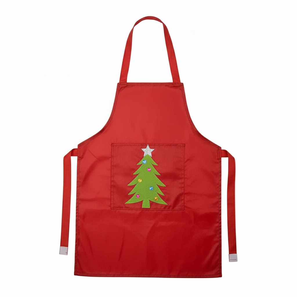 Li’ll Pumpkins Xmas Tree Apron for Baker Kids 6-9 years - Red