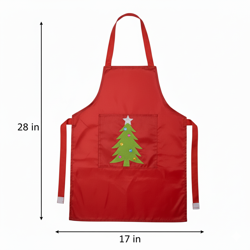 Li’ll Pumpkins Xmas Tree Apron for Baker Kids 6-9 years - Red
