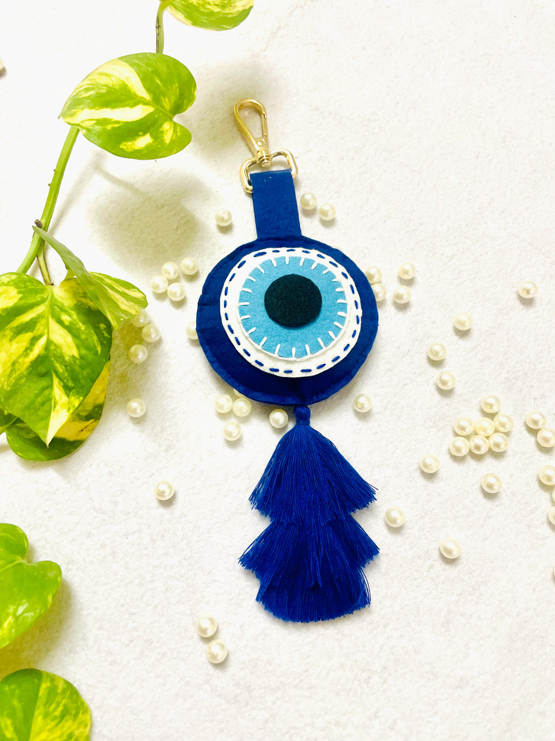 Li'll Pumpkins Personalized Evil eye felt charm hanging- Blue (set of 2 pcs)