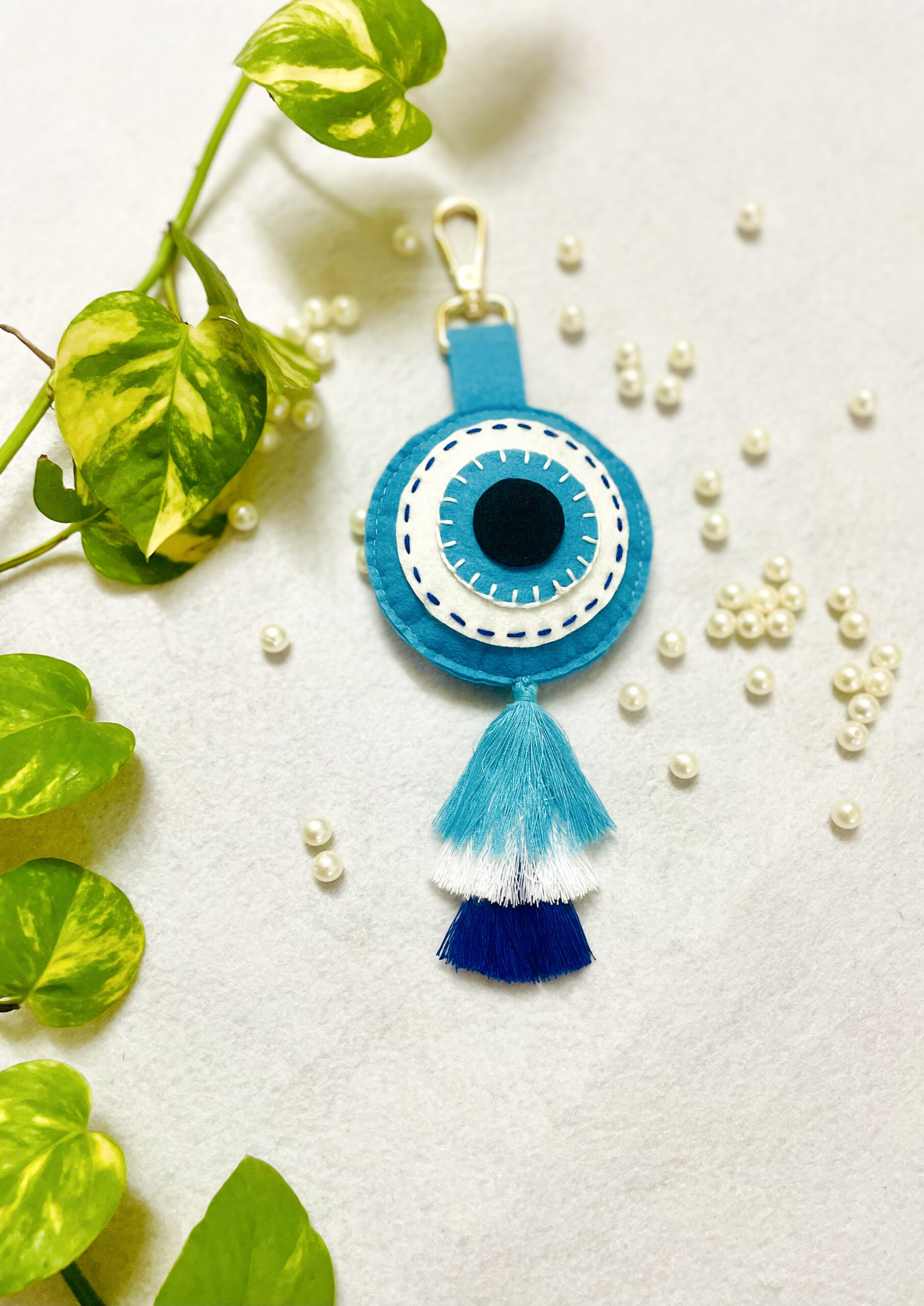 Li'll Pumpkins Personalized Evil eye felt charm hanging- Blue (set of 2 pcs)