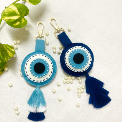 Li'll Pumpkins Personalized Evil eye felt charm hanging- Blue (set of 2 pcs)