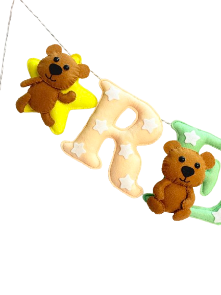 Li'll Pumpkins Bear Theme Personalized name Hanging, Color - Multi pastel