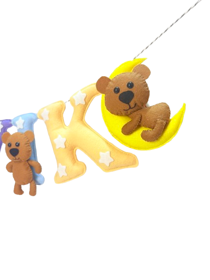 Li'll Pumpkins Bear Theme Personalized name Hanging, Color - Multi pastel