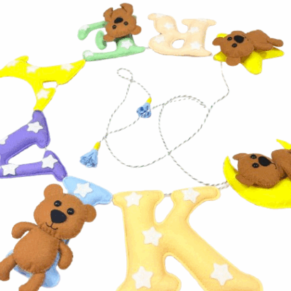 Li'll Pumpkins Bear Theme Personalized name Hanging, Color - Multi pastel