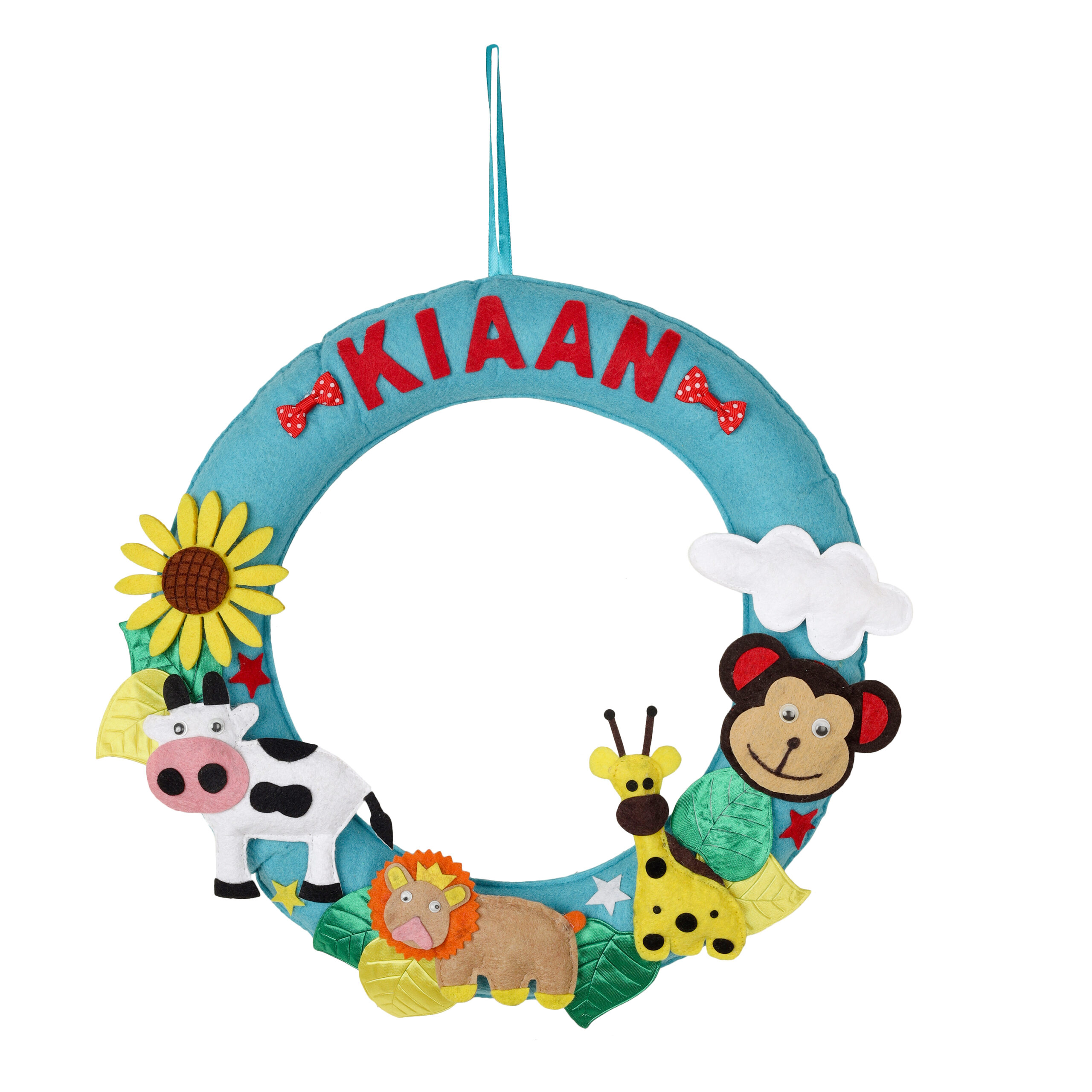 Li'll Pumpkins Stuffed Animal Theme Personalized Name hanging, Color - Aqua Blue