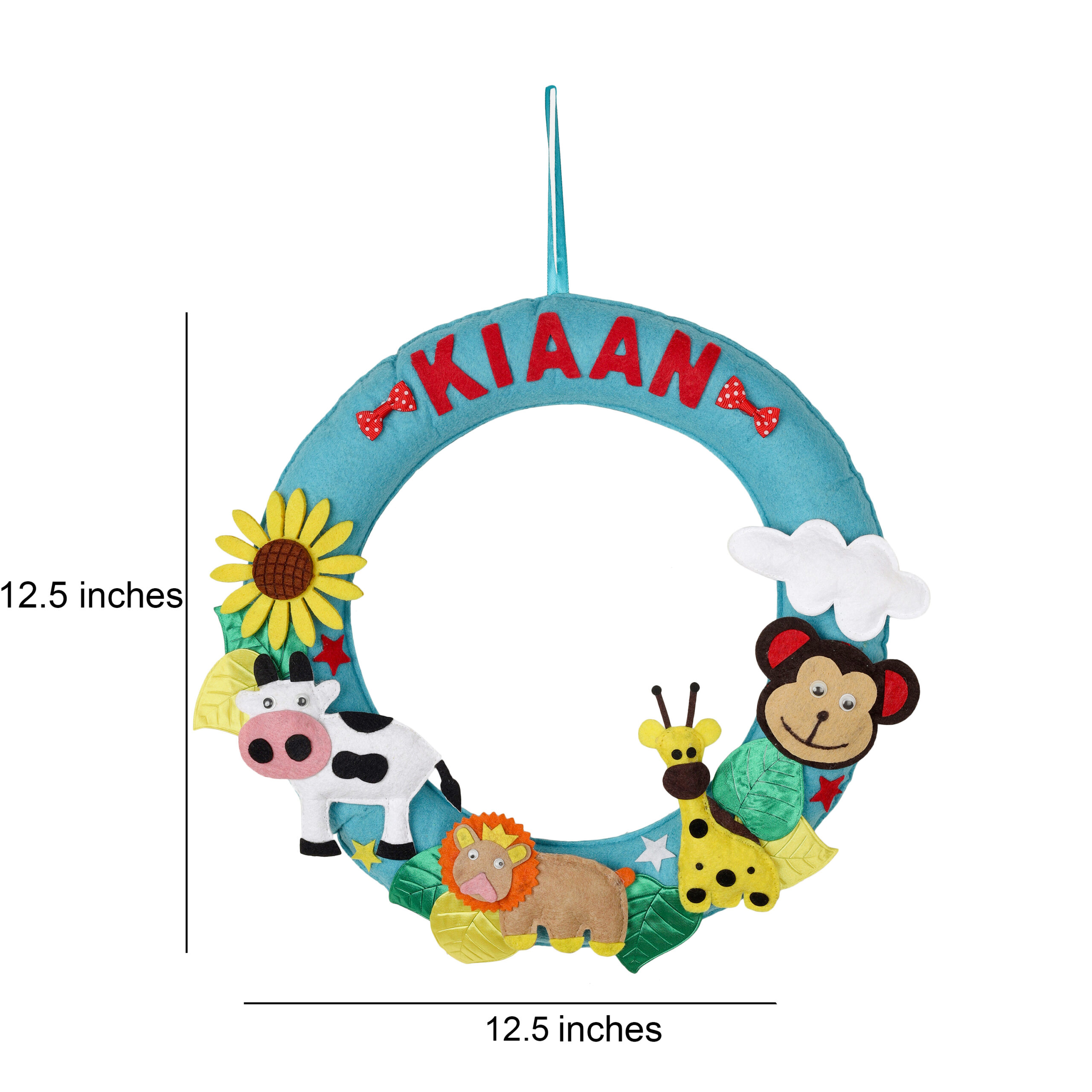 Li'll Pumpkins Stuffed Animal Theme Personalized Name hanging, Color - Aqua Blue