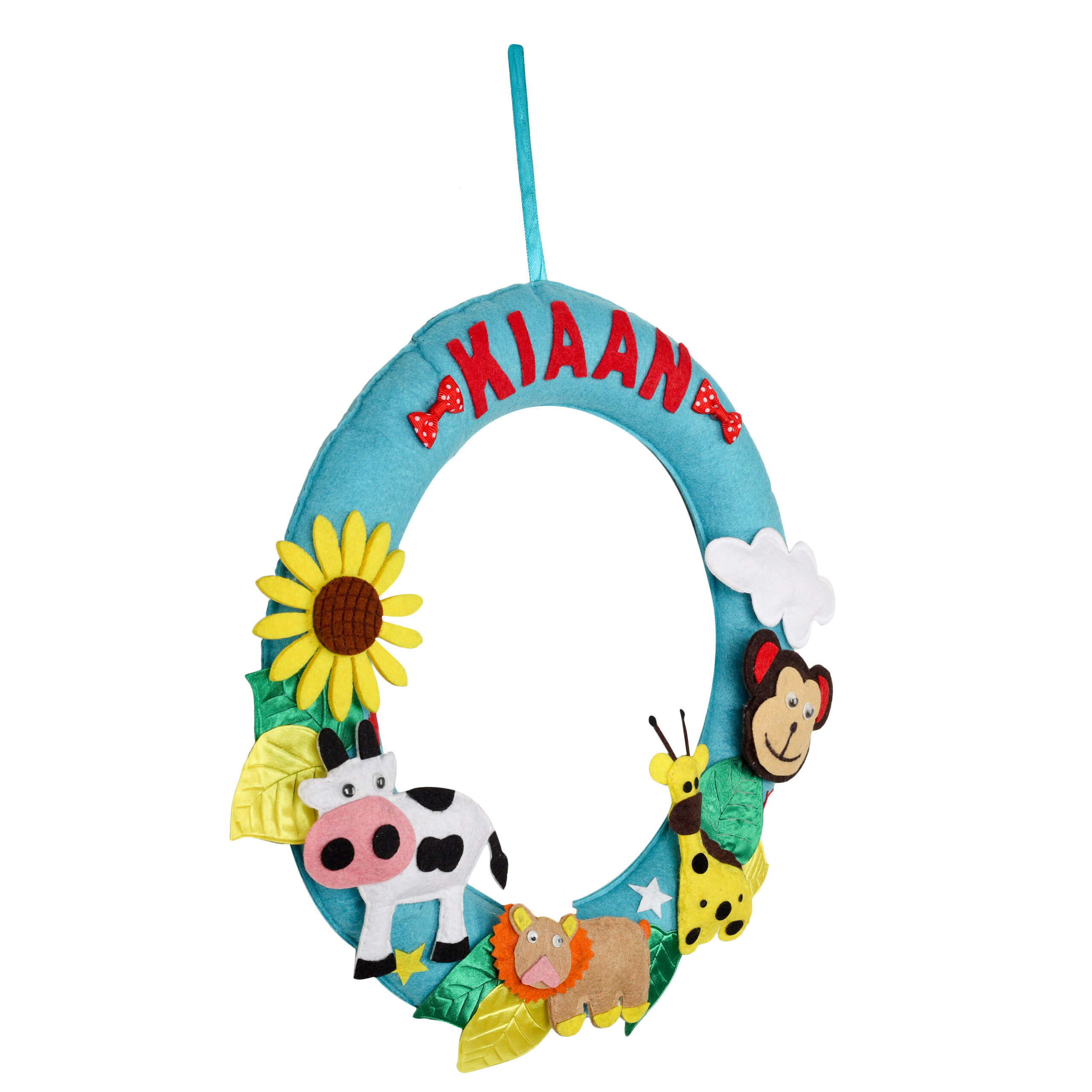 Li'll Pumpkins Stuffed Animal Theme Personalized Name hanging, Color - Aqua Blue