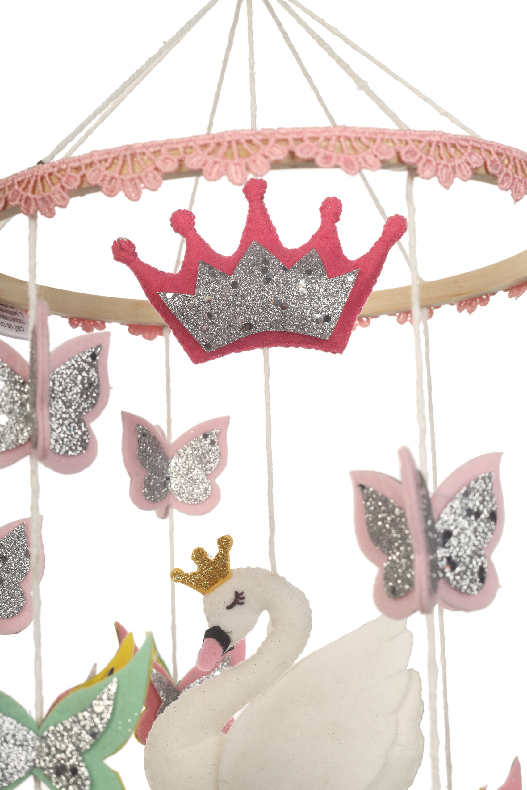 Li'll Pumpkins Royal Swan newborn Baby girl Cot Mobile Hanger, Color - Pink