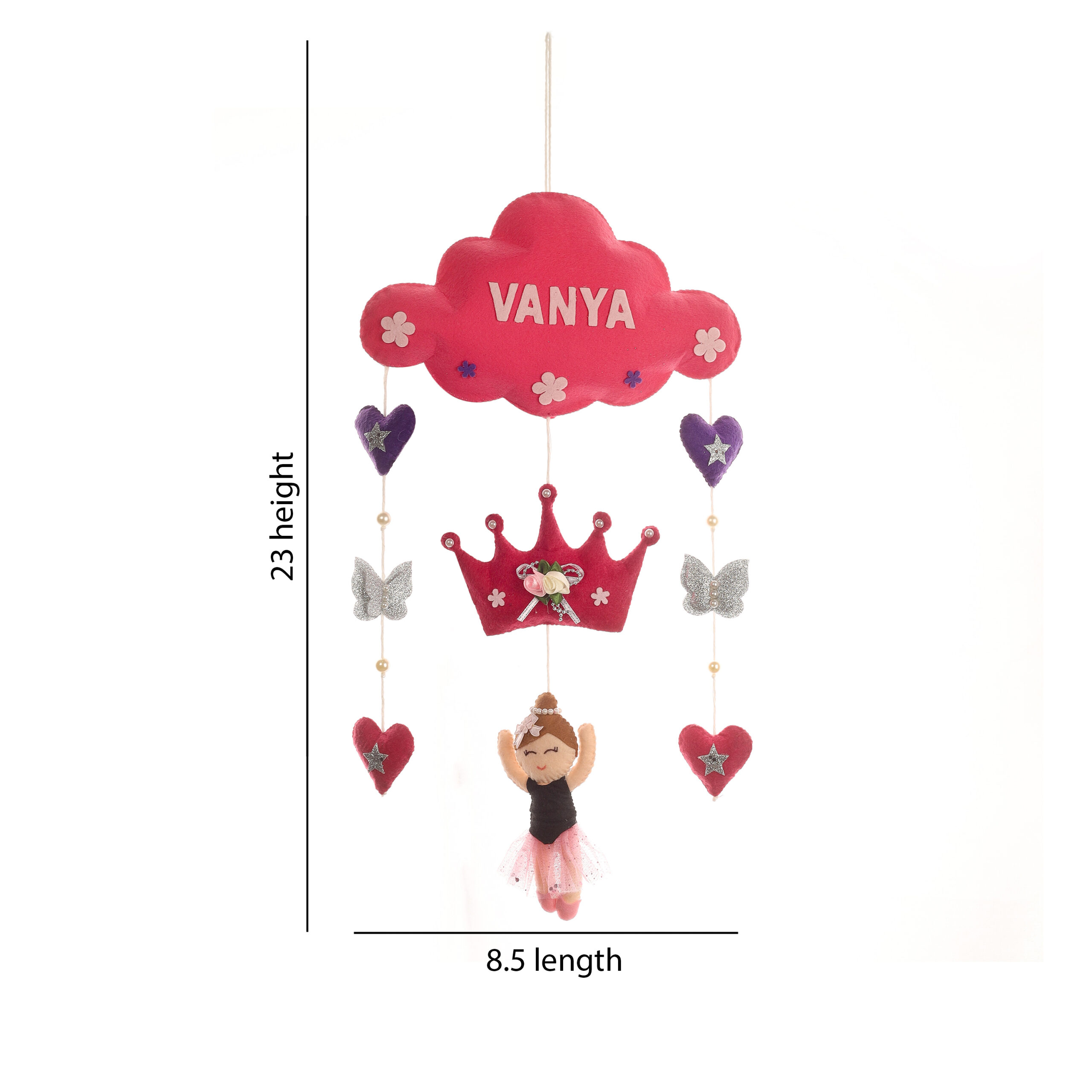 Li'll Pumpkins Crown Ballerina Name Hanging, color- Pink