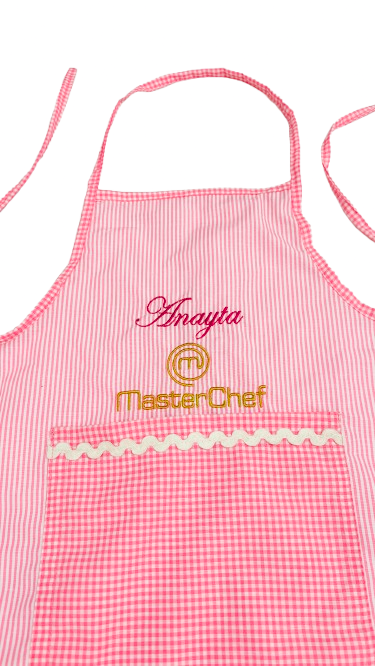 Li’ll Pumpkins Personalized Masterchef Training Apron with Chef Cap for Kids 6-9 years - Pink