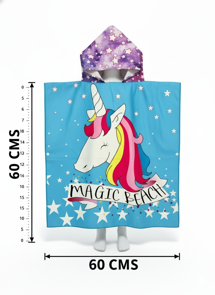Double the Magic! Unicorn Hooded Poncho Towels for Kids
