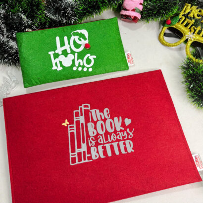 Li'll Pumpkins Personalized Ho ho ho Christmas Stationary Pouch and A4 Size Envelope folder- Green & Red