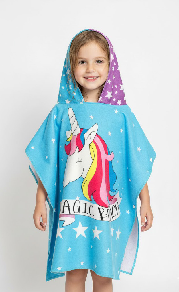 Double the Magic! Unicorn Hooded Poncho Towels for Kids