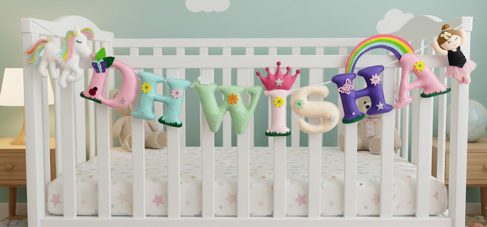 Li'll Pumpkins Crown Unicorn Theme Personalized name Hanging, Color - Multi pastel