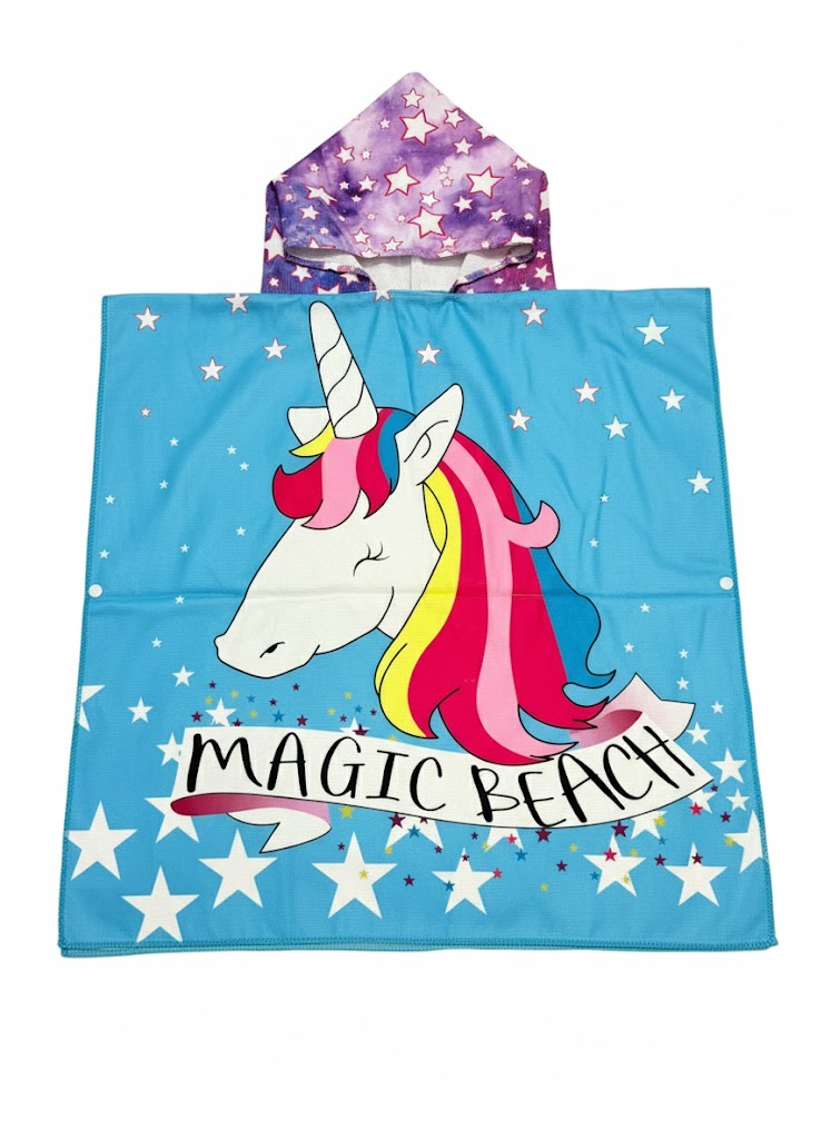 Double the Magic! Unicorn Hooded Poncho Towels for Kids