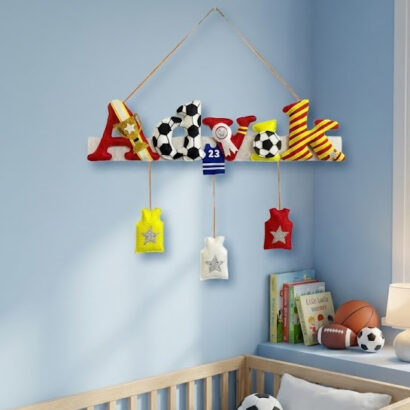 Li'll Pumpkins Football Theme Personalized Name Plaque, Color - Red