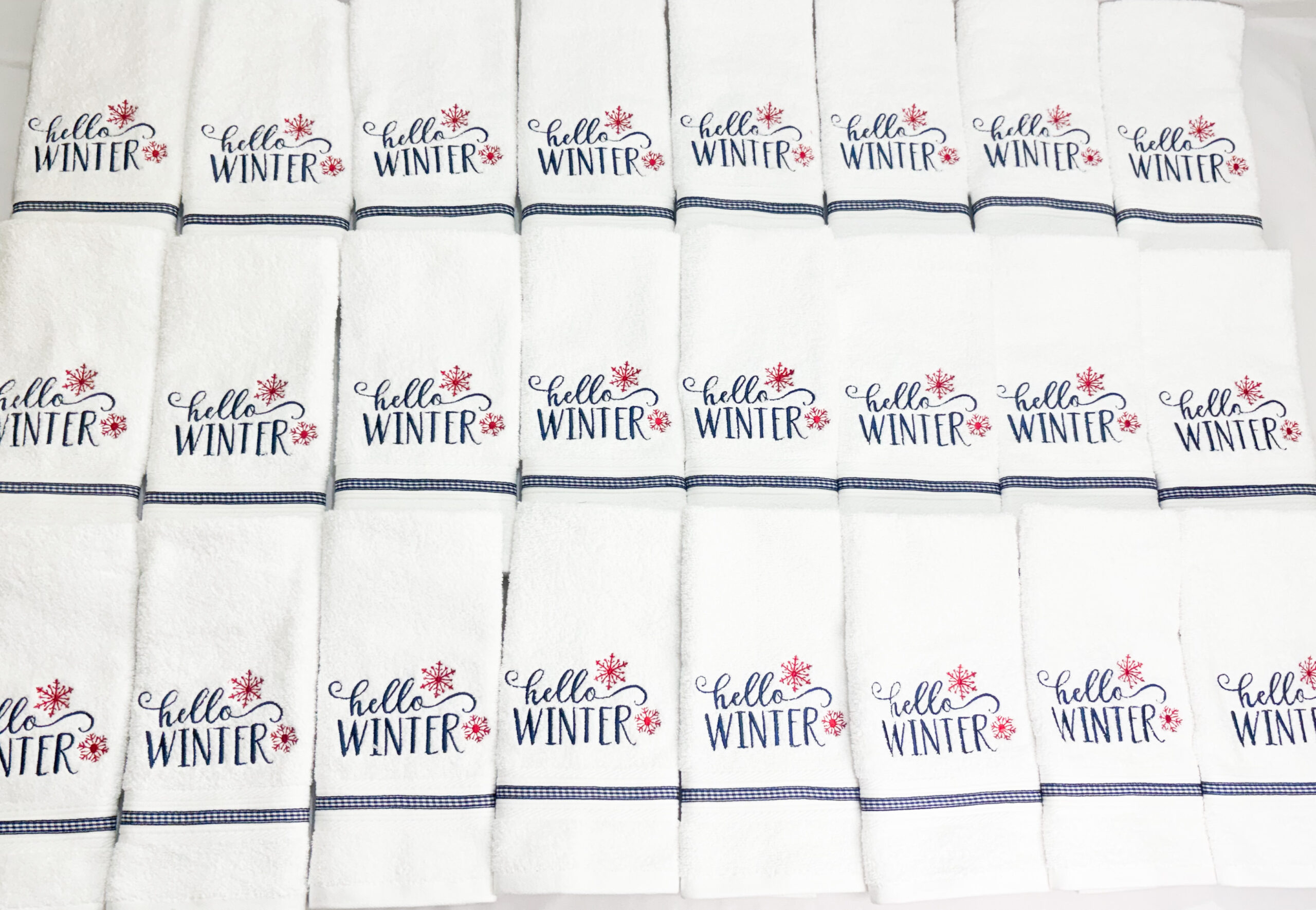 Li’ll Pumpkins Hello winter Cotton Hand Towel, 500 GSM Quality (Set of 2, White)