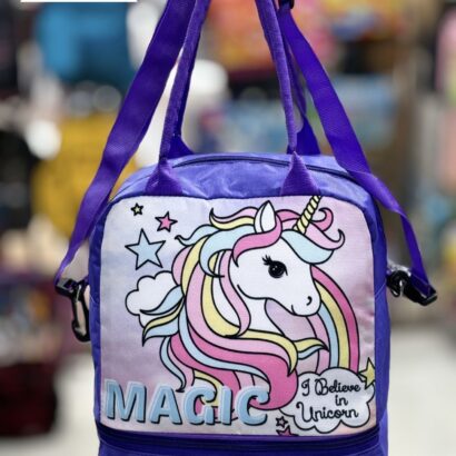 Li'll Pumpkins Personalized Insulated Unicorn double decker Lunch Bag-Purple