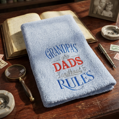 Li’ll Pumpkins Grandpa Theme100% cotton Bath Towel , 500 GSM quality, Color- Light Blue