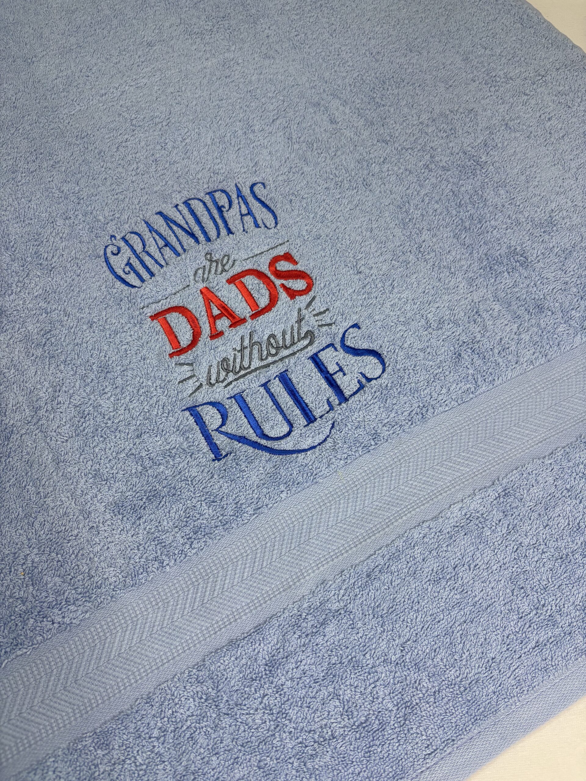 Li’ll Pumpkins Grandpa Theme100% cotton Bath Towel , 500 GSM quality, Color- Light Blue