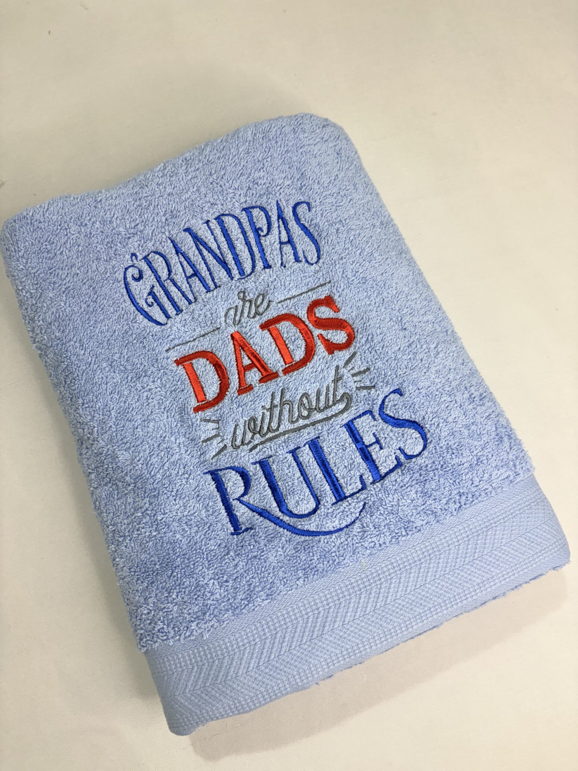 Li’ll Pumpkins Grandpa Theme100% cotton Bath Towel , 500 GSM quality, Color- Light Blue