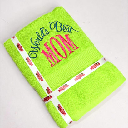 Li’ll Pumpkins Best Mom Theme100% cotton Bath Towel , 500 GSM quality, Color- Green