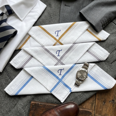 Li'llpumpkins Men's Cotton Personalized with Initial Handkerchiefs- Pack of 3 (White Color)