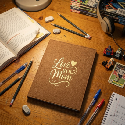 Lillpumpkins love you mom printed ruled diary- Earthy Brown