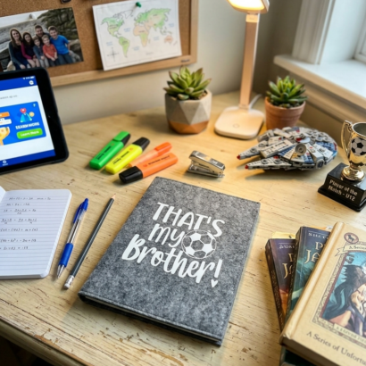 Lillpumkins Bro Football printed ruled diary- Grey