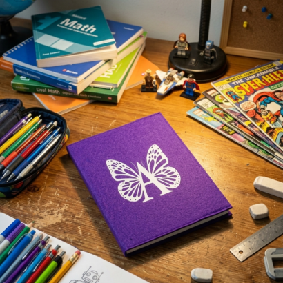 Lillpumkins Initial Butterfly printed ruled diary- Purple