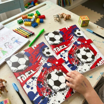 Li'll Pumpkins Personalized A4 size Football folder for documents- Multi color (Set of 2 pcs)